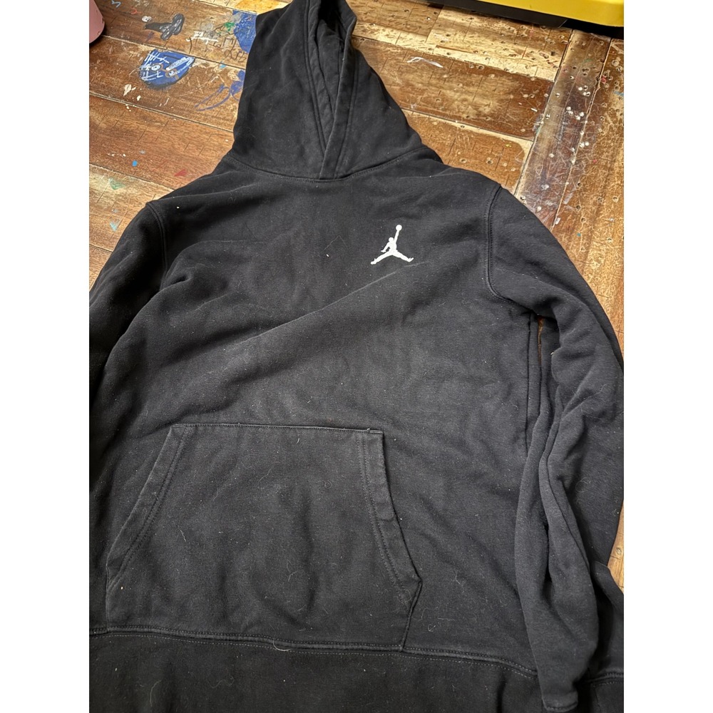 Jordan Boys Jumpman Pullover Hoodie Black Fleece Sweatshirt Size XL 13-15Y